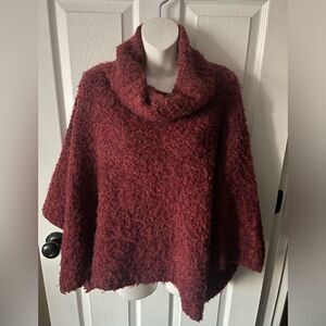 Women’s Oversized Poncho Sweater In A Rustic Brick Color